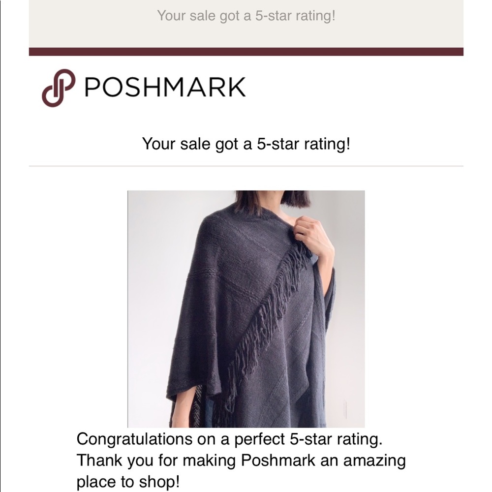 BLACK KNIT SHAWL PONCHO CAPE WITH FRINGES - Picture 2 of 6